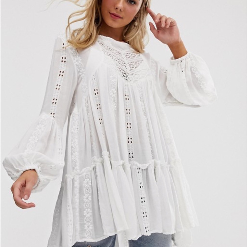 Free People Kiss Kiss White Tunic